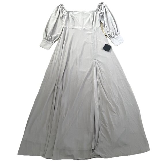 Lulu's Light Gray Off-Shoulder Maxi Dress - Picture 2 of 8